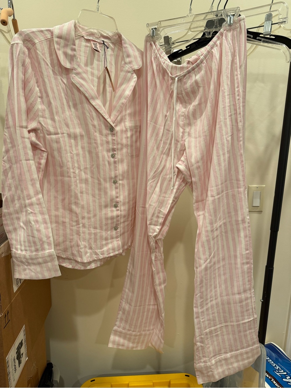 NWT pink and white striped classic print victorias secret size S